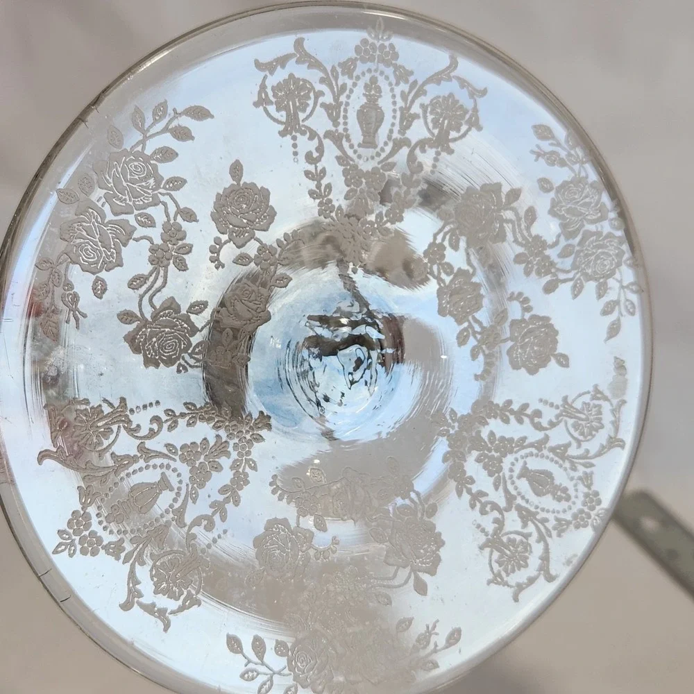 Tiffin Franciscan Cherokee Rose Etched Double Candleholder‎ Taper GORGEOUS!